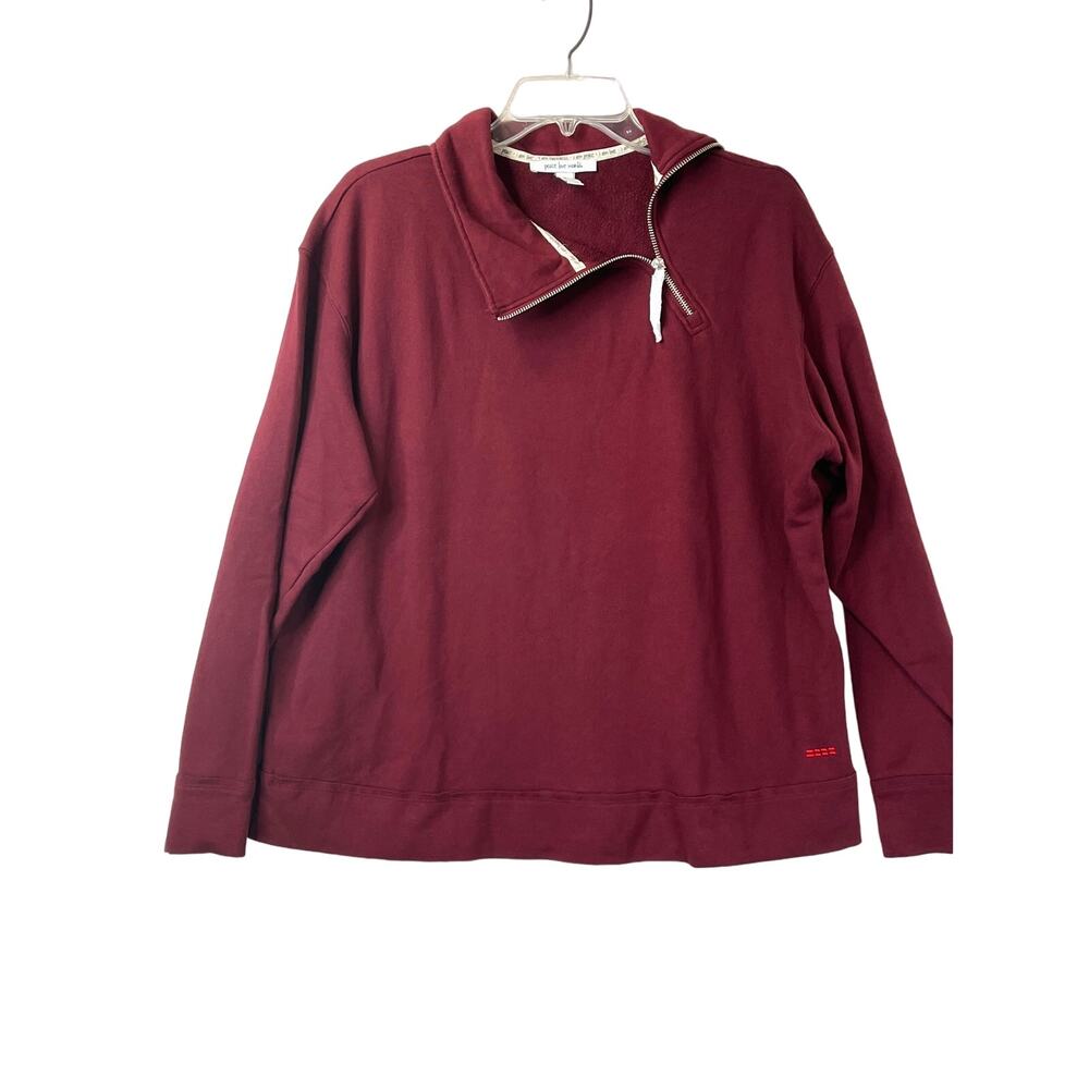 NWOT Peace Love World Zip-Neck Cowl pullover shirt in berry, size M
